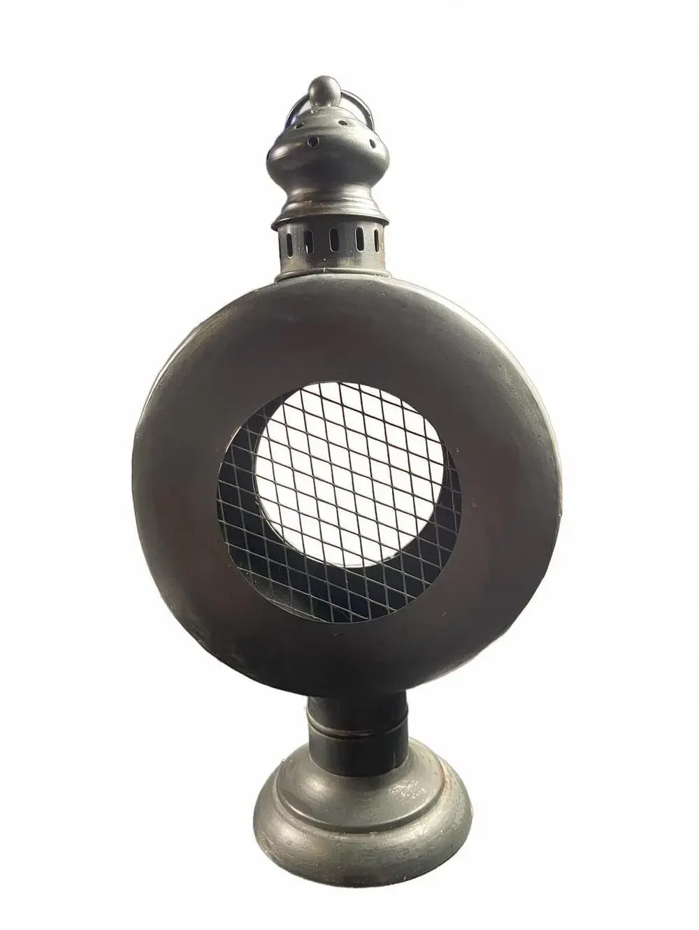 Vintage Metal and Mesh Screen Early Stagecoach Tabletop Candle Lantern Aesthetic